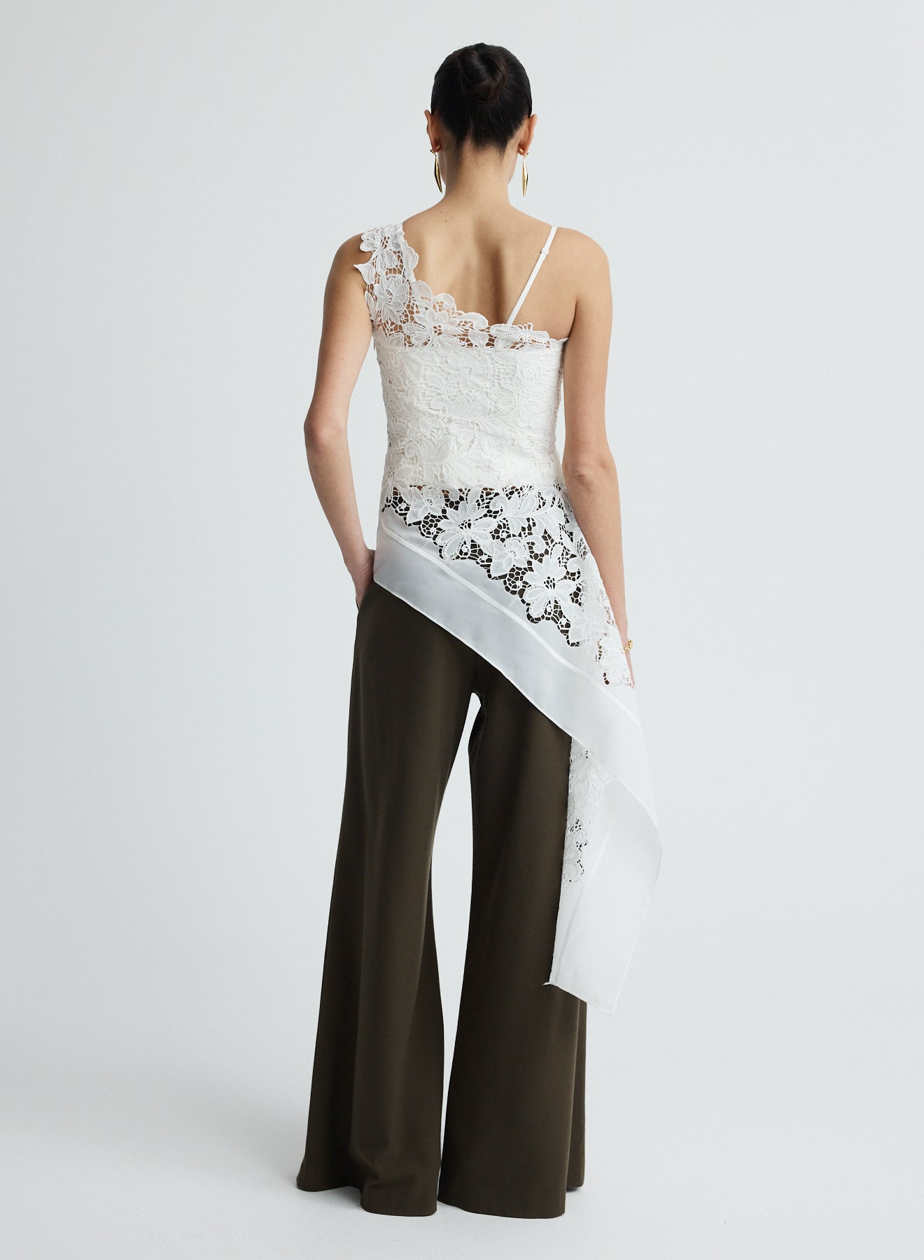 FAYE TOP (WHITE GUIPURE LACE W/ SWAN)