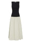 Dress up in style with ANNA QUAN'S Boat Neck Mixed Media Dress ‚Äì a perfect blend of sophistication and comfort. The boat neck adds a touch of elegance to this versatile piece, ideal for a variety of occasions - easily taking you from day to dinner. Dinner dress, day dress, every day dress, mixed media dress, cotton skirt, stretch top.