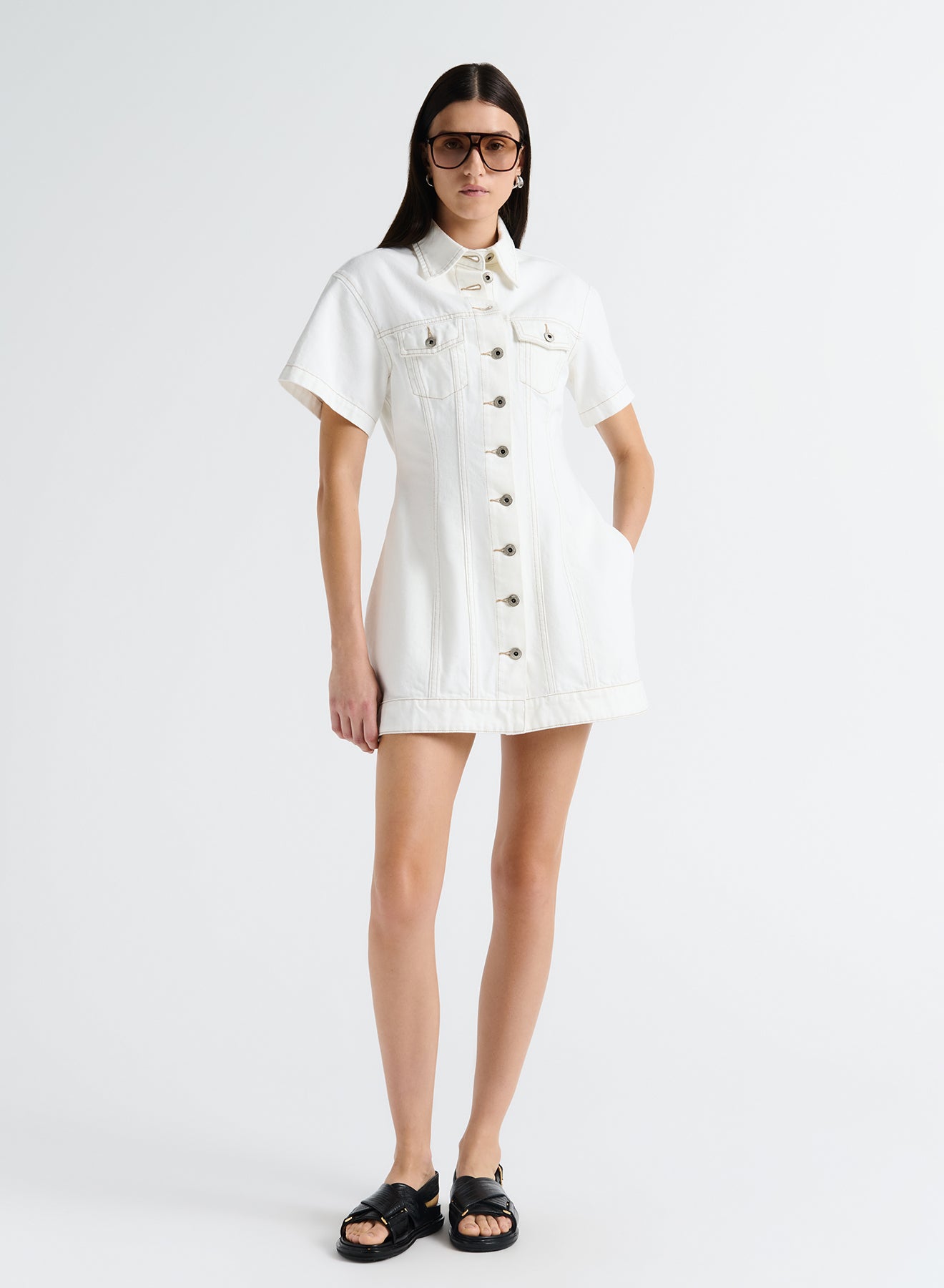 OLLIE DRESS (WHITE DENIM)