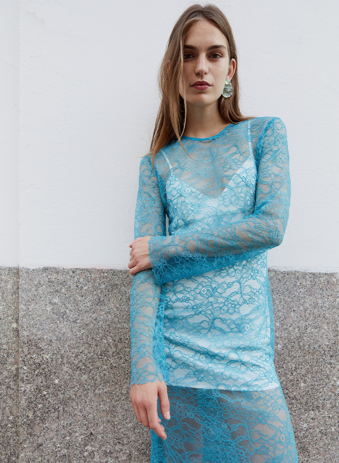 PRISCILLA DRESS (TEAL LACE)