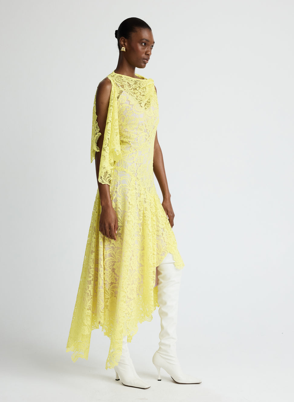 golden yellow lace dress Vintage 1930's Thrashed Lace Yellow Dress Afterlife Boutique