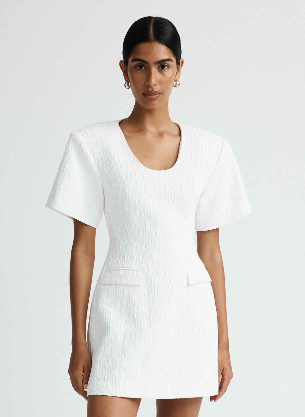 anna quan dimitri draped crinkle cotton mini dress Anna Quan Dimitri Draped Crinkle Cotton Mini Dress in White