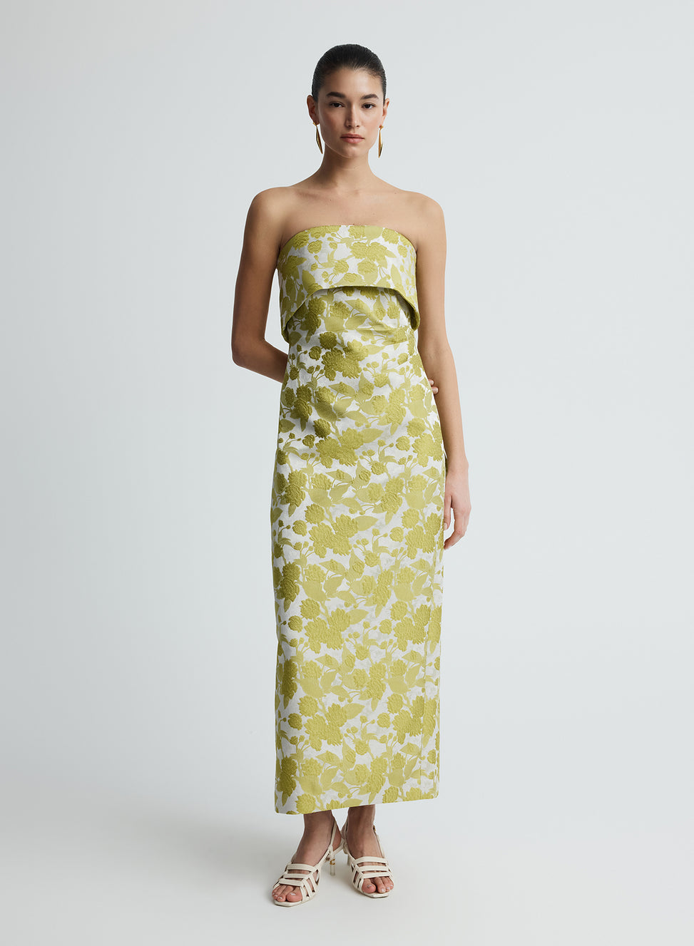 anna quan aelin strapless brocade midi dress AELIN DRESS (WATER LILLIES W/ SHELL) ANNA QUAN US