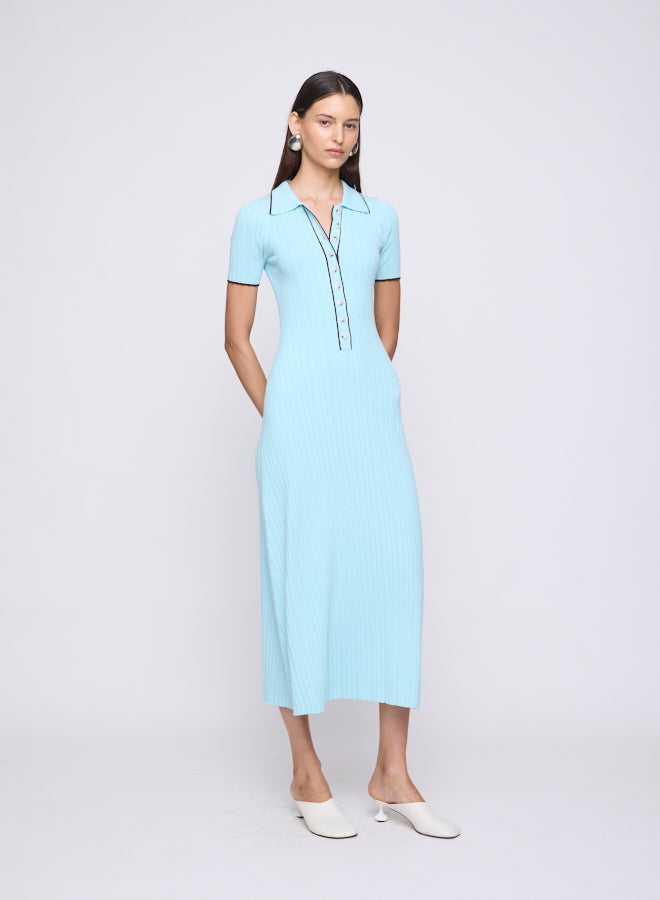 PENELOPE DRESS (CYAN W/ CHOCOLATE)