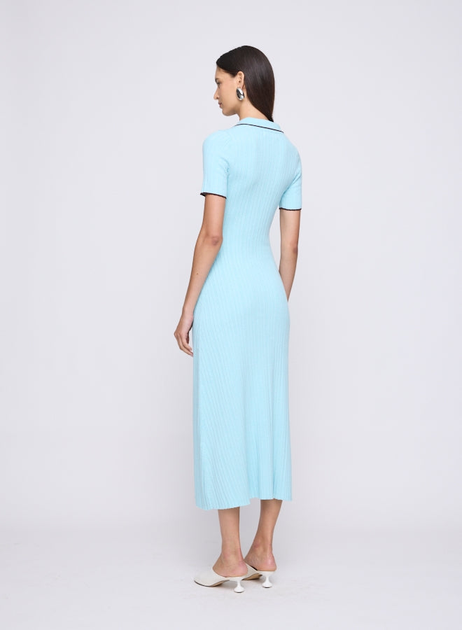 PENELOPE DRESS (CYAN W/ CHOCOLATE)