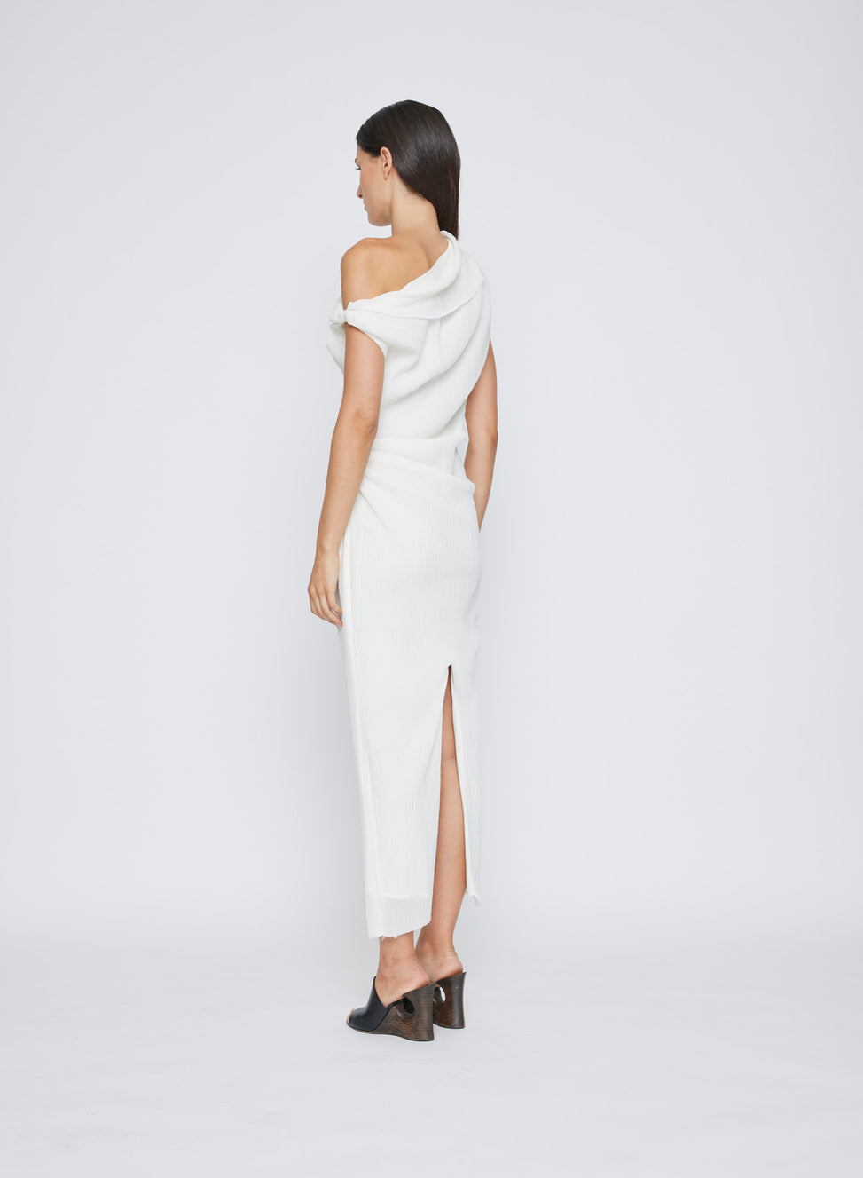 ANNA QUAN Off-Shoulder Crinkle White Midi Dress, a versatile and timeless addition to your wardrobe. Discover all new dresses for any event or special occasion. White midi-dress, white event dress, wedding party dress, ivory midi-dress, ivory event dress, ivory special occasion dress.