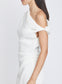 ANNA QUAN Off-Shoulder Crinkle White Midi Dress, a versatile and timeless addition to your wardrobe. Discover all new dresses for any event or special occasion. White midi-dress, white event dress, wedding party dress, ivory midi-dress, ivory event dress, ivory special occasion dress.
