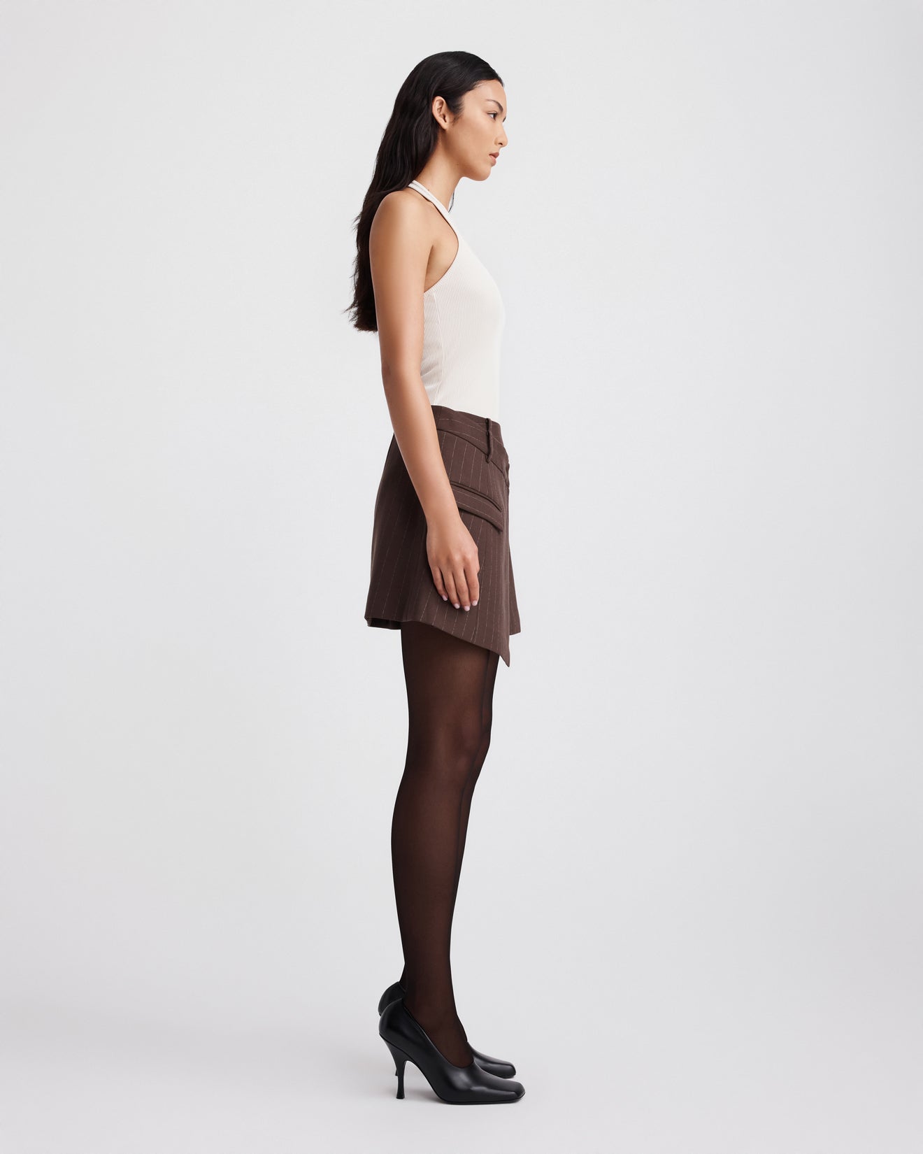 CORA SKIRT (BROWN CHALK STRIPE)
