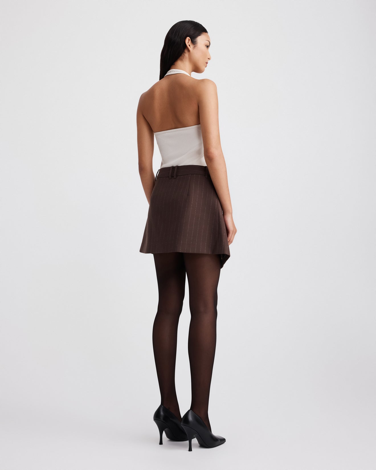CORA SKIRT (BROWN CHALK STRIPE)