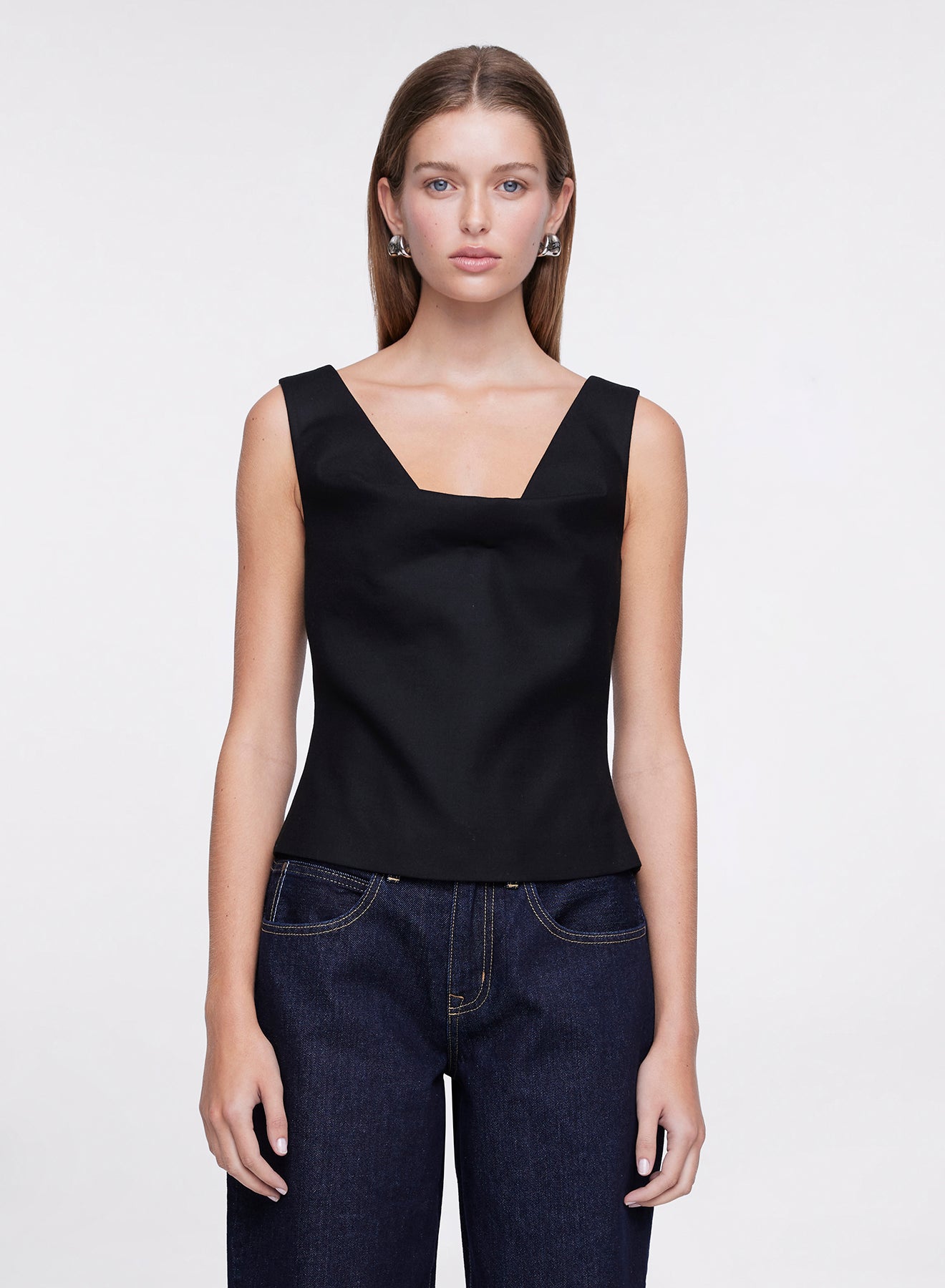 SCARLETT TOP (BLACK STRETCH WOOL)