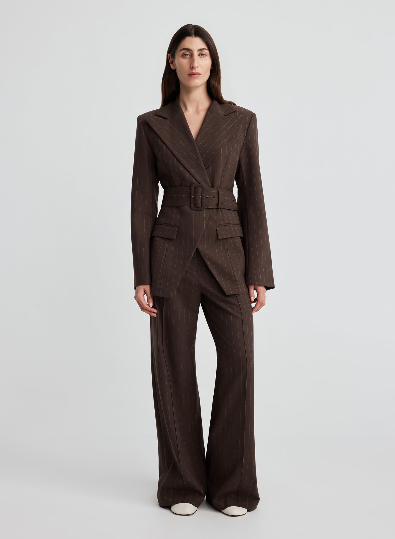 COLIN BLAZER (BROWN CHALK STRIPE)