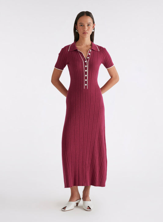 PENELOPE DRESS (CHERRY W/ SILENCE TRIM)