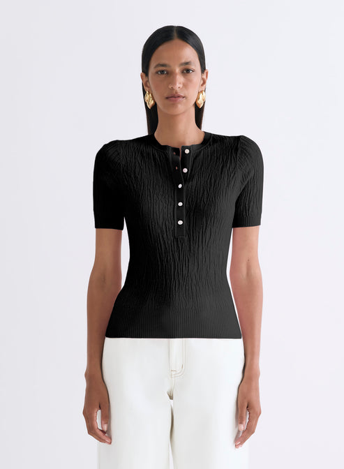 Charli Top - Textured Knit :: Black