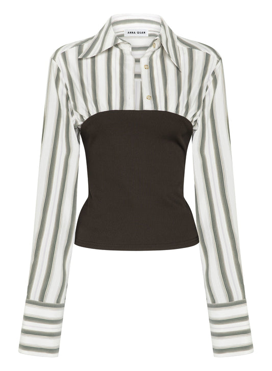 PIPPA TOP (MEADOW STRIPE/ DARK COCOA)