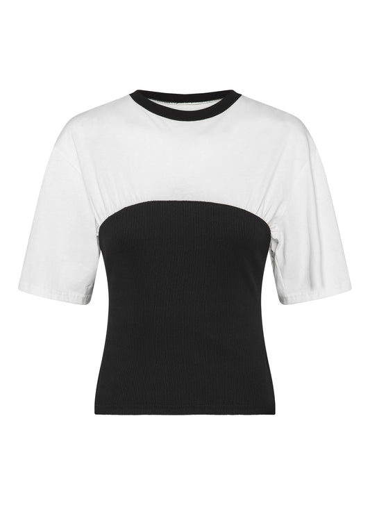 PRIYA TOP (WHITE T-SHIRT/EBONY)