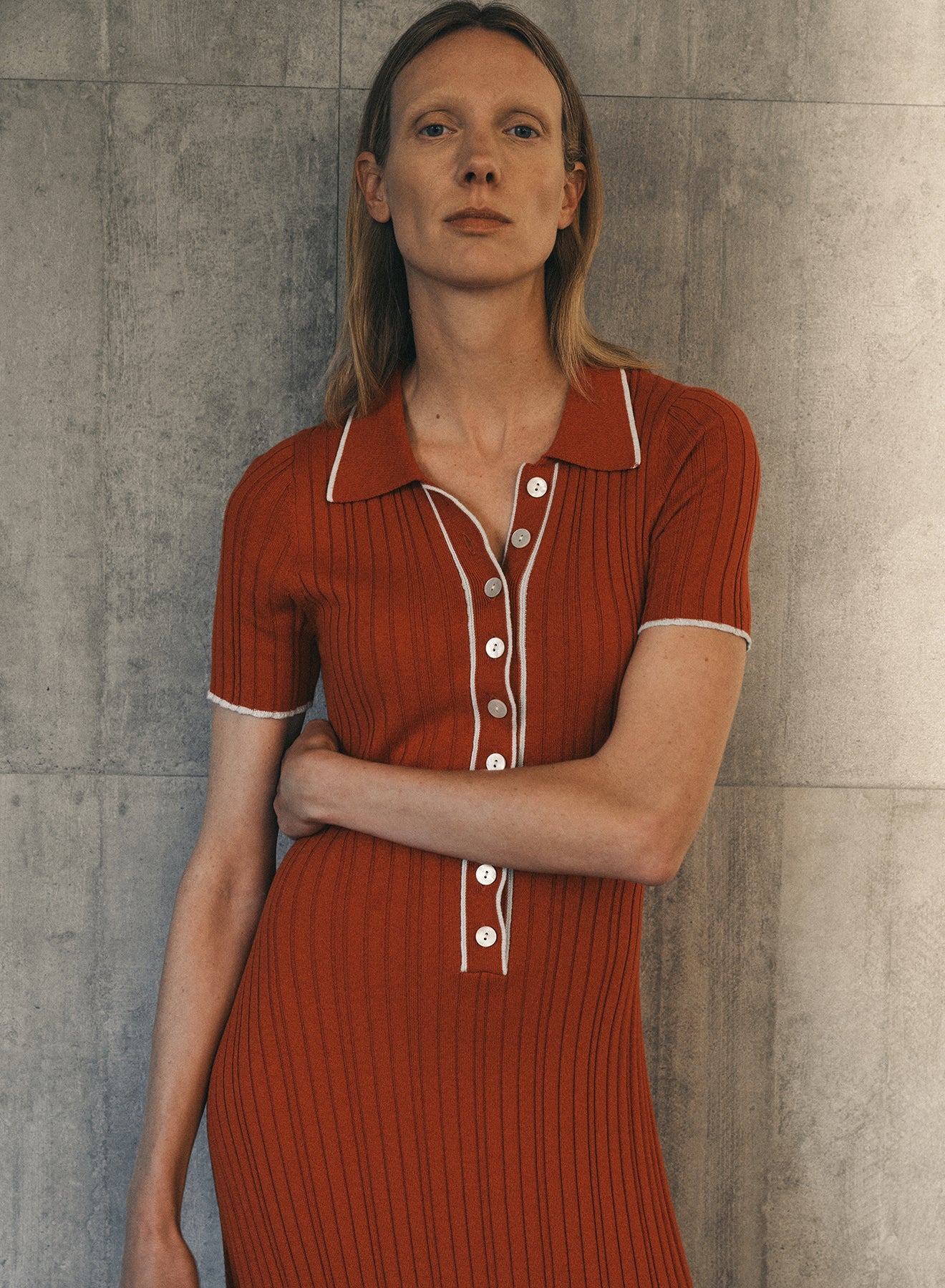 PENELOPE DRESS (PERSIMMON/GLACIER)