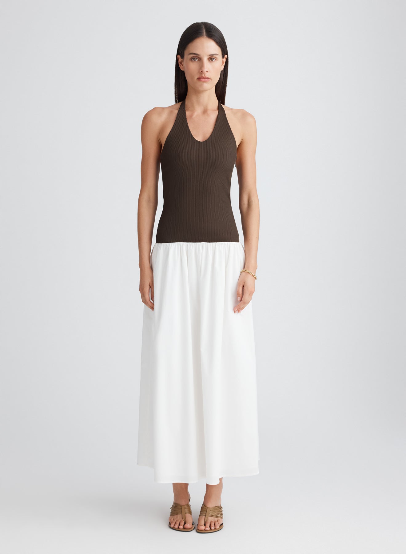 VERONICA DRESS (SWAN/DARK COCOA)